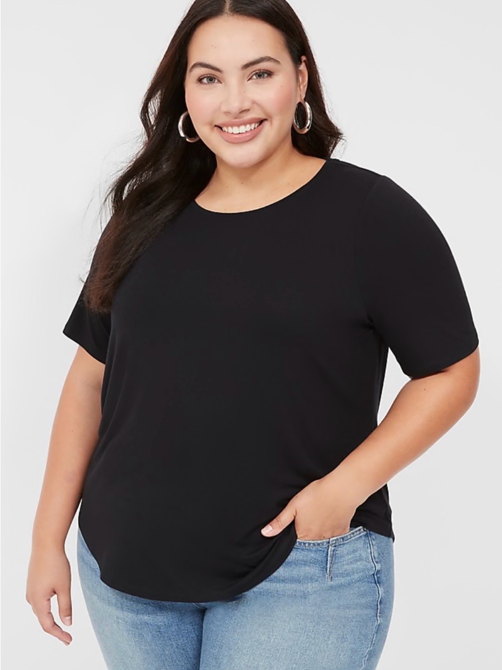 Plus Size Black Crewneck Tee - Classic Short Sleeve Top size 18/20 NWT